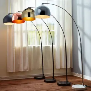 Modern Arc Floor Lamps with Colorful Metallic Dome Shades