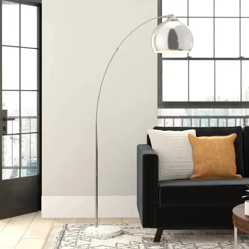 Modern Arc Floor Lamps with Colorful Metallic Dome Shades