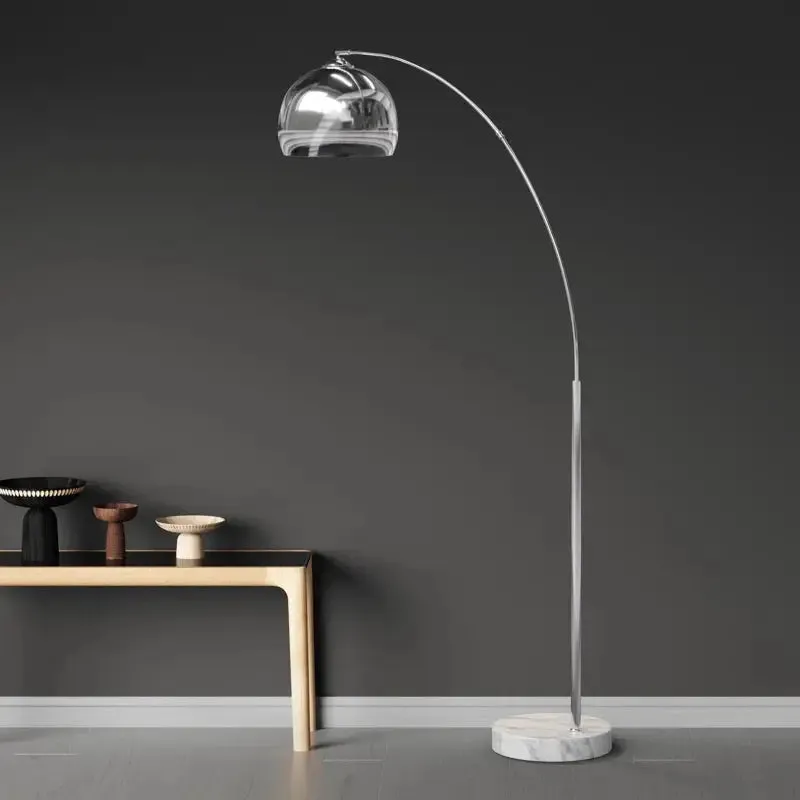 Modern Arc Floor Lamps with Colorful Metallic Dome Shades