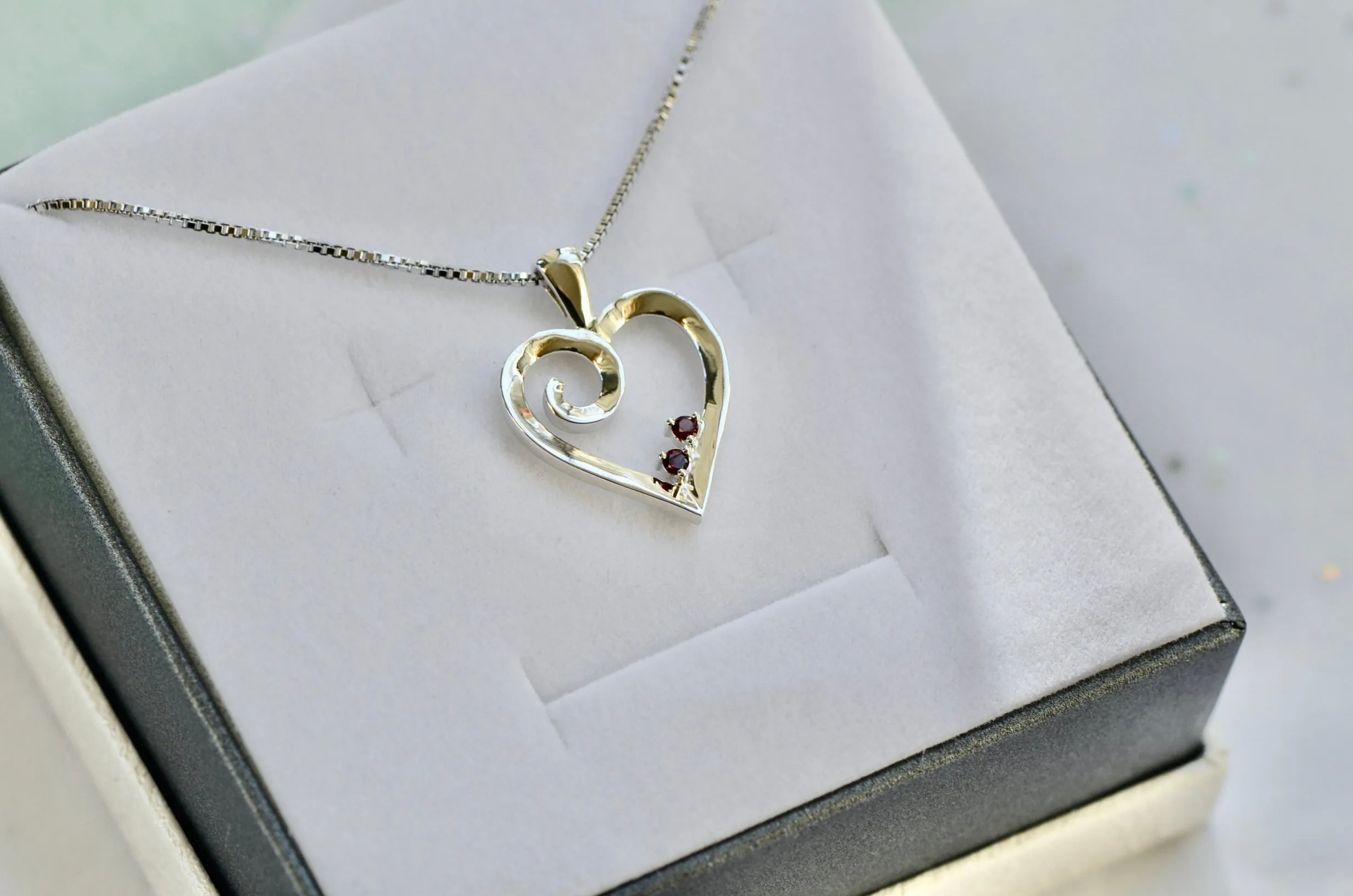 Mother's Family Birthstone Heart Pendant or Necklace