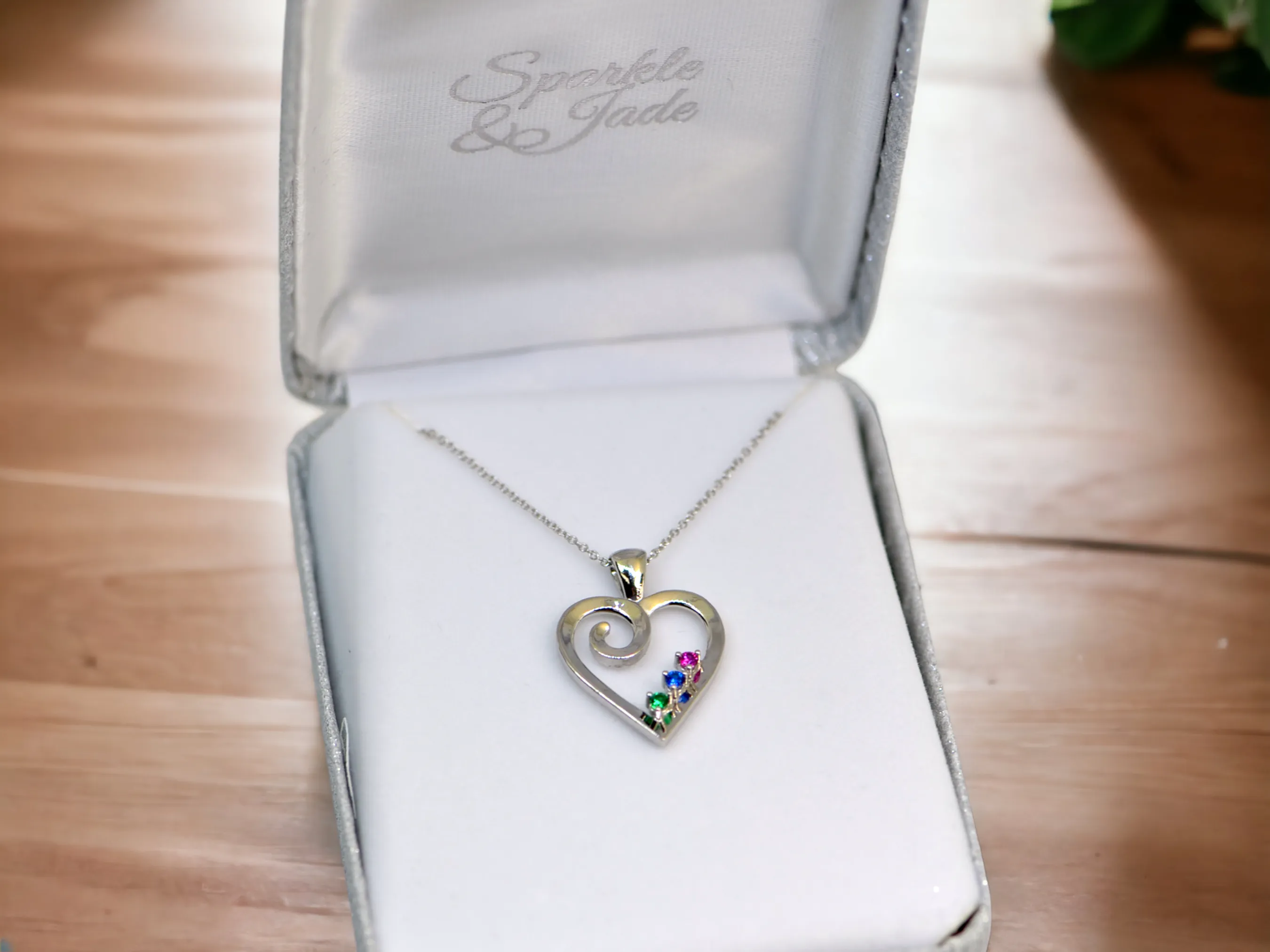Mother's Family Birthstone Heart Pendant or Necklace