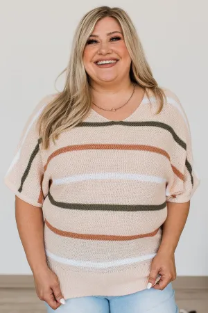 My Point Of View Striped Knit Top- Peach