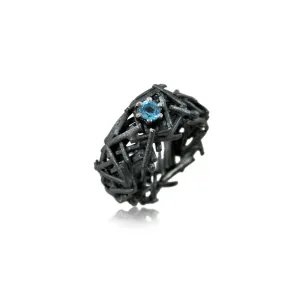 Nest Ring Black with Blue Topaz