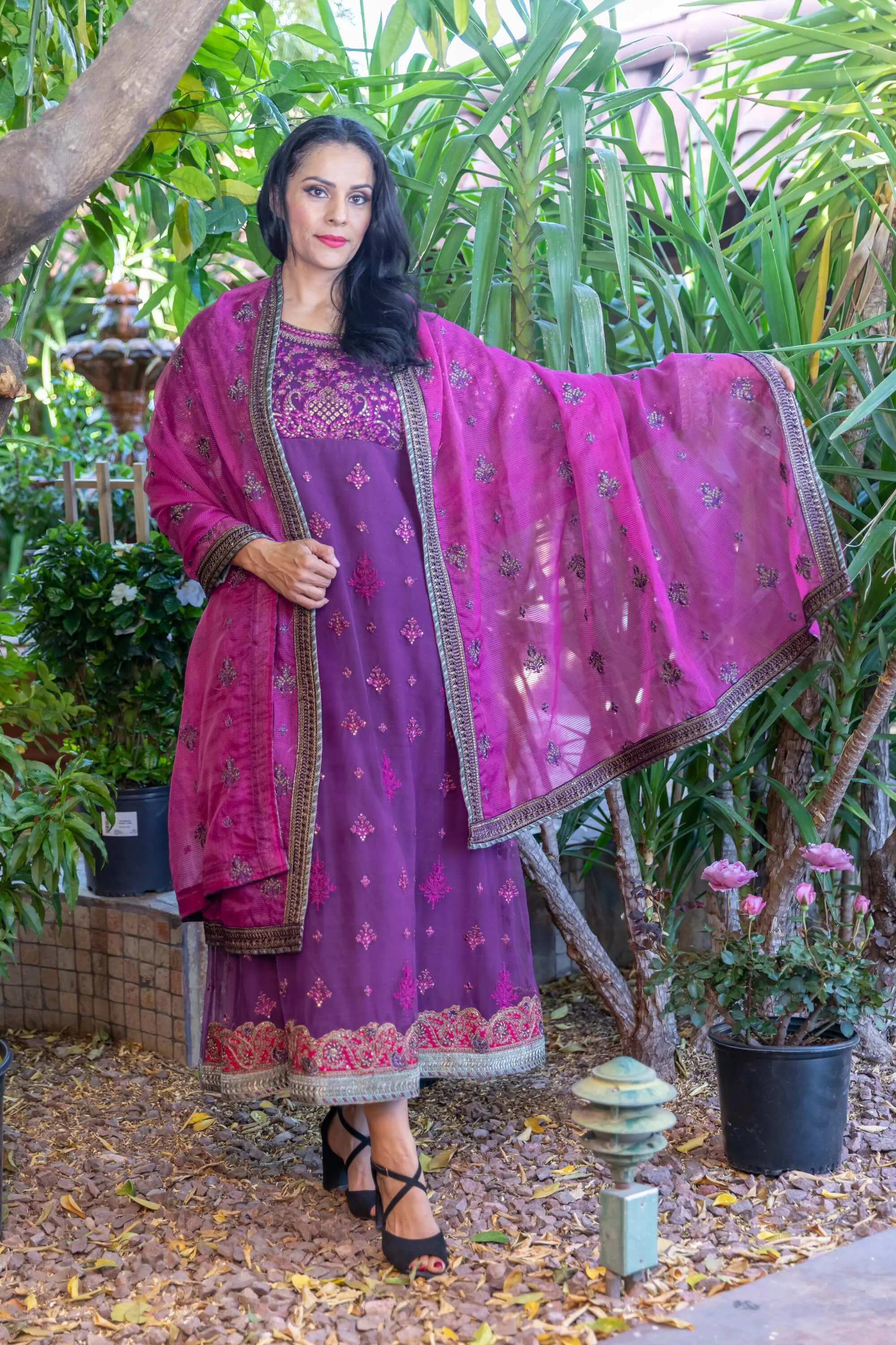 Net Purple Anarkali Gown Dress
