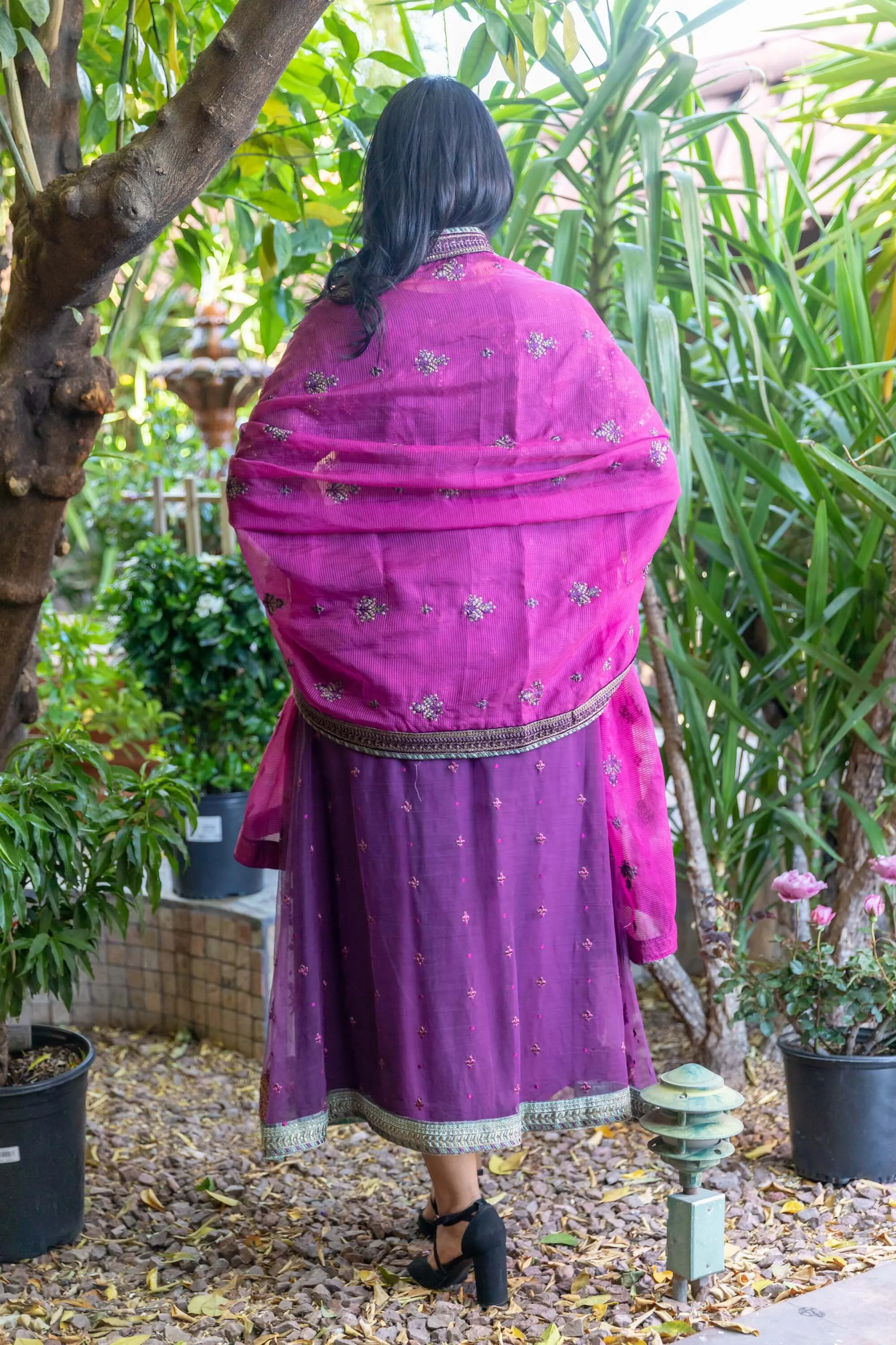 Net Purple Anarkali Gown Dress