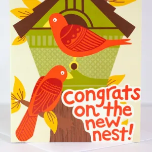 new home card, housewarming card for nature lover, congrats on the new nest, bird card for housewarming