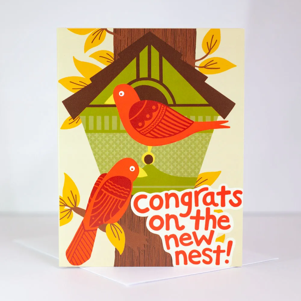 new home card, housewarming card for nature lover, congrats on the new nest, bird card for housewarming