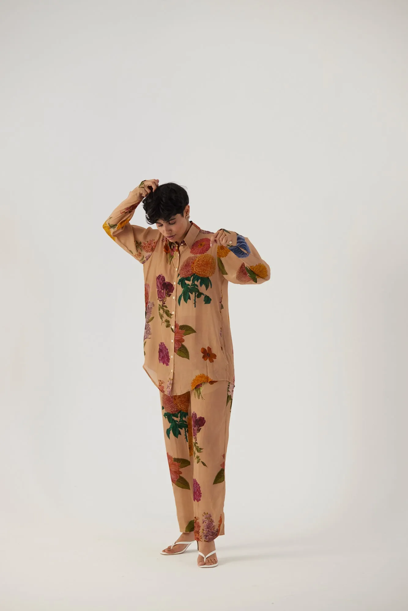 New Season Fall 24/Summer 25-Coord Set-Crepe-Vintage Garden Beige-YAMBB01-Fashion Edit Yam
