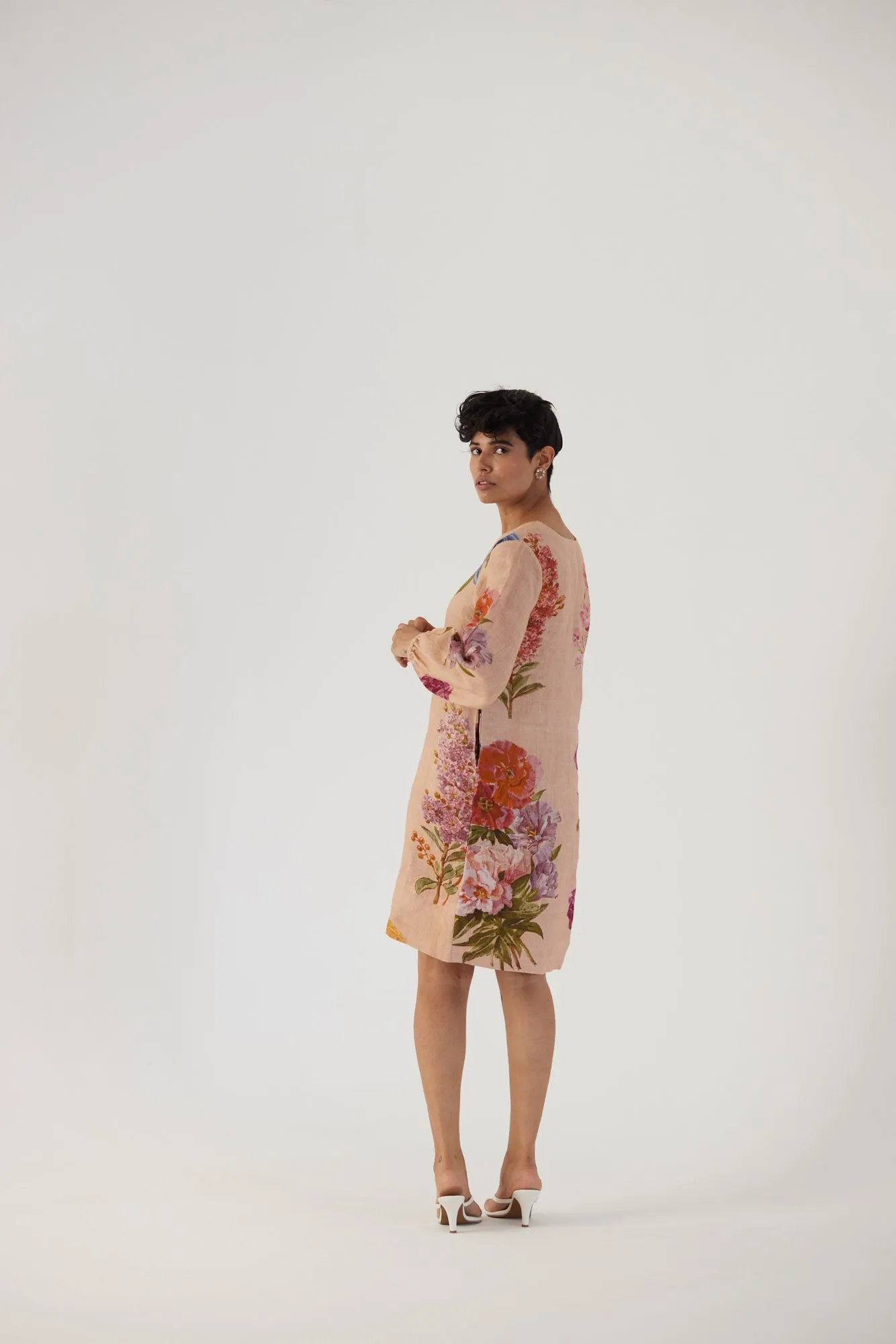 New Season Fall 24/Summer 25-Dress-Linen-Short-Vintage Garden Beige-YAMBB03-Fashion Edit Yam