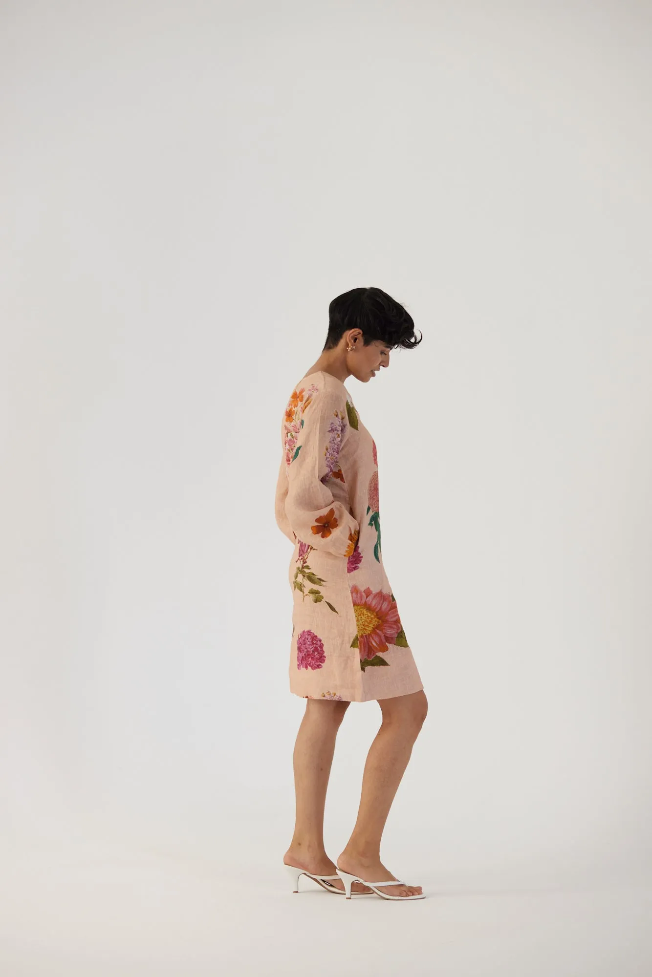 New Season Fall 24/Summer 25-Dress-Linen-Short-Vintage Garden Beige-YAMBB03-Fashion Edit Yam