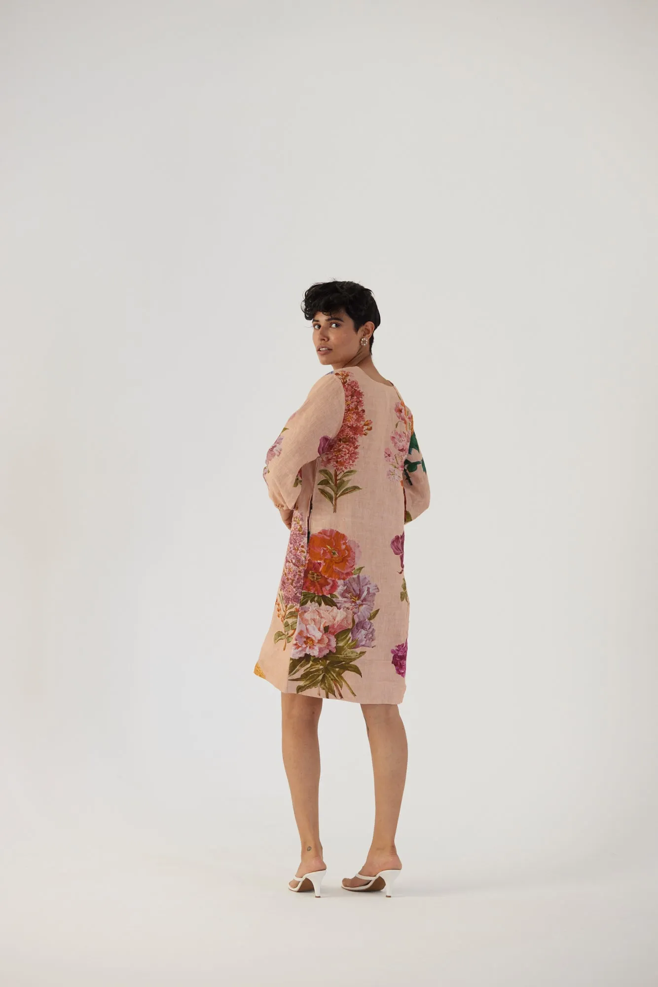 New Season Fall 24/Summer 25-Dress-Linen-Short-Vintage Garden Beige-YAMBB03-Fashion Edit Yam