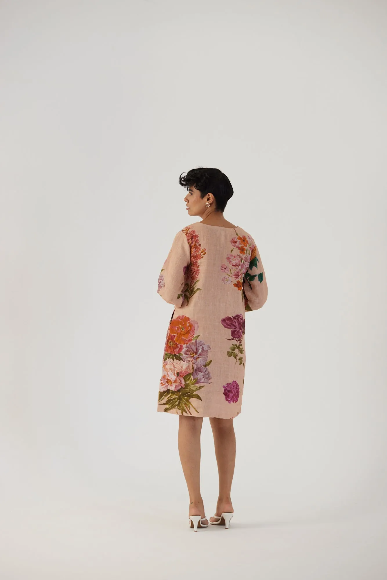 New Season Fall 24/Summer 25-Dress-Linen-Short-Vintage Garden Beige-YAMBB03-Fashion Edit Yam