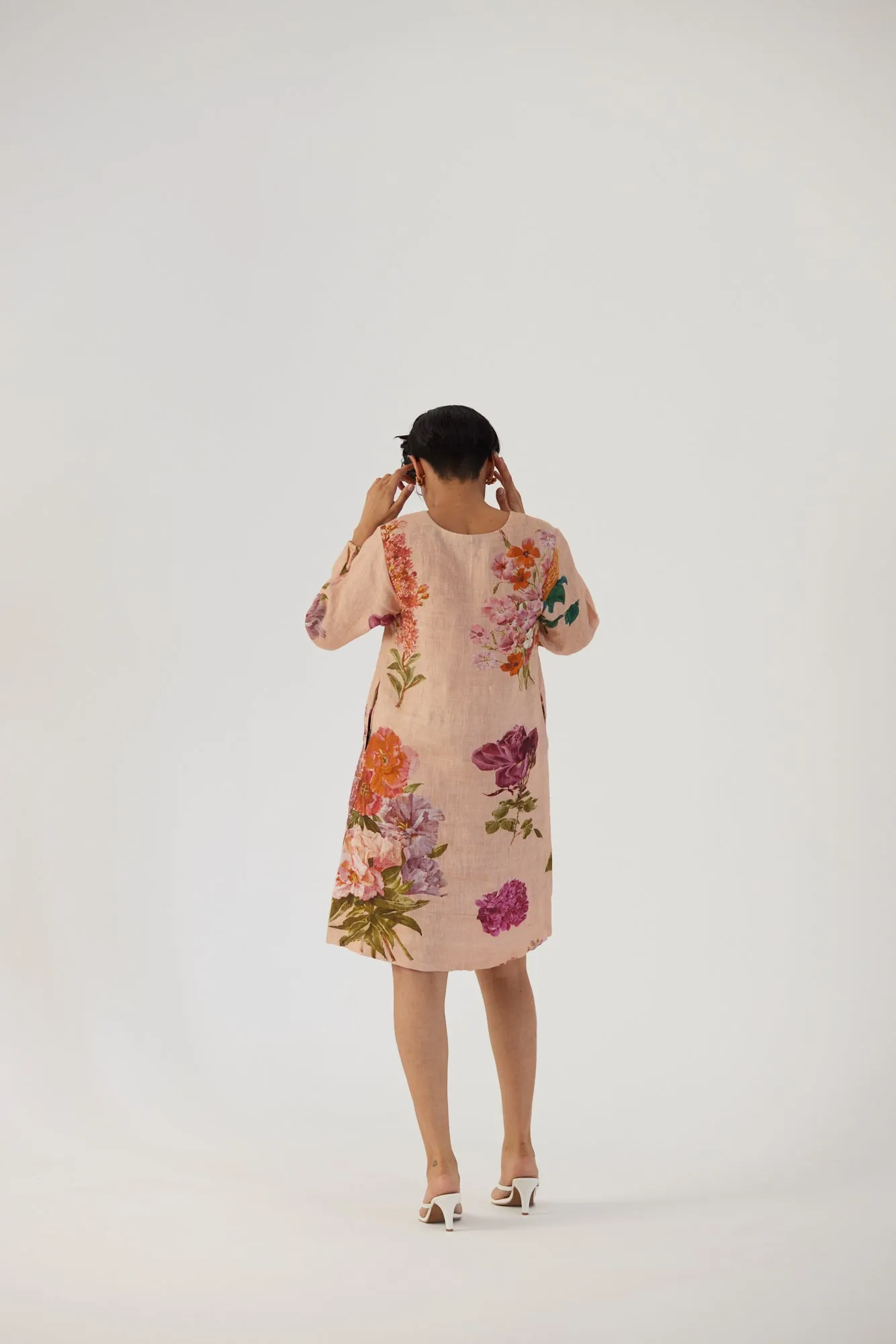 New Season Fall 24/Summer 25-Dress-Linen-Short-Vintage Garden Beige-YAMBB03-Fashion Edit Yam