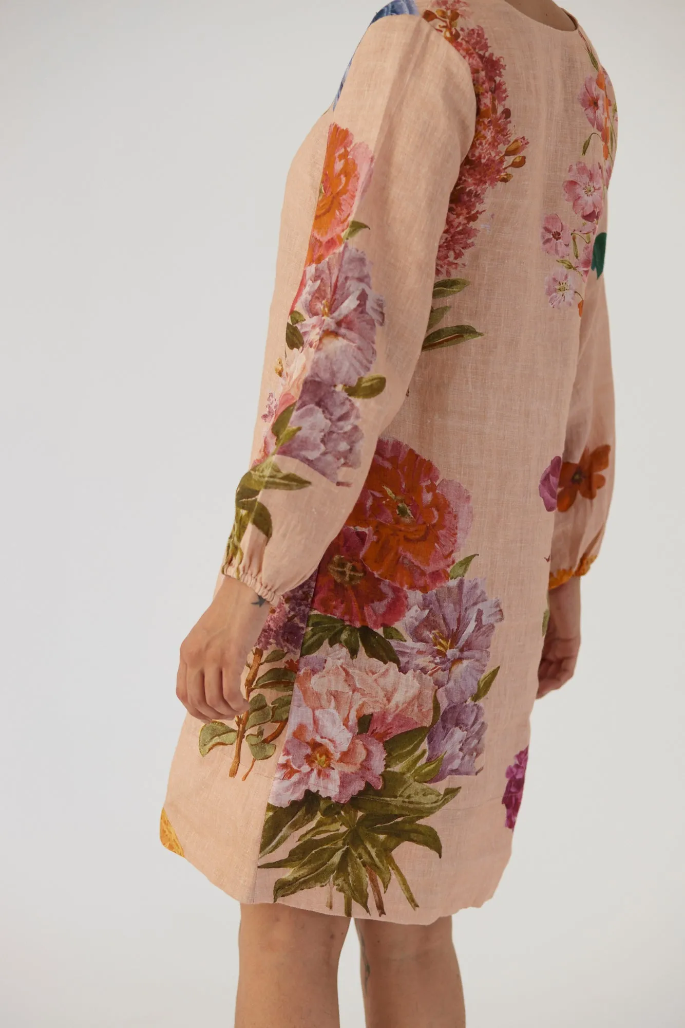 New Season Fall 24/Summer 25-Dress-Linen-Short-Vintage Garden Beige-YAMBB03-Fashion Edit Yam