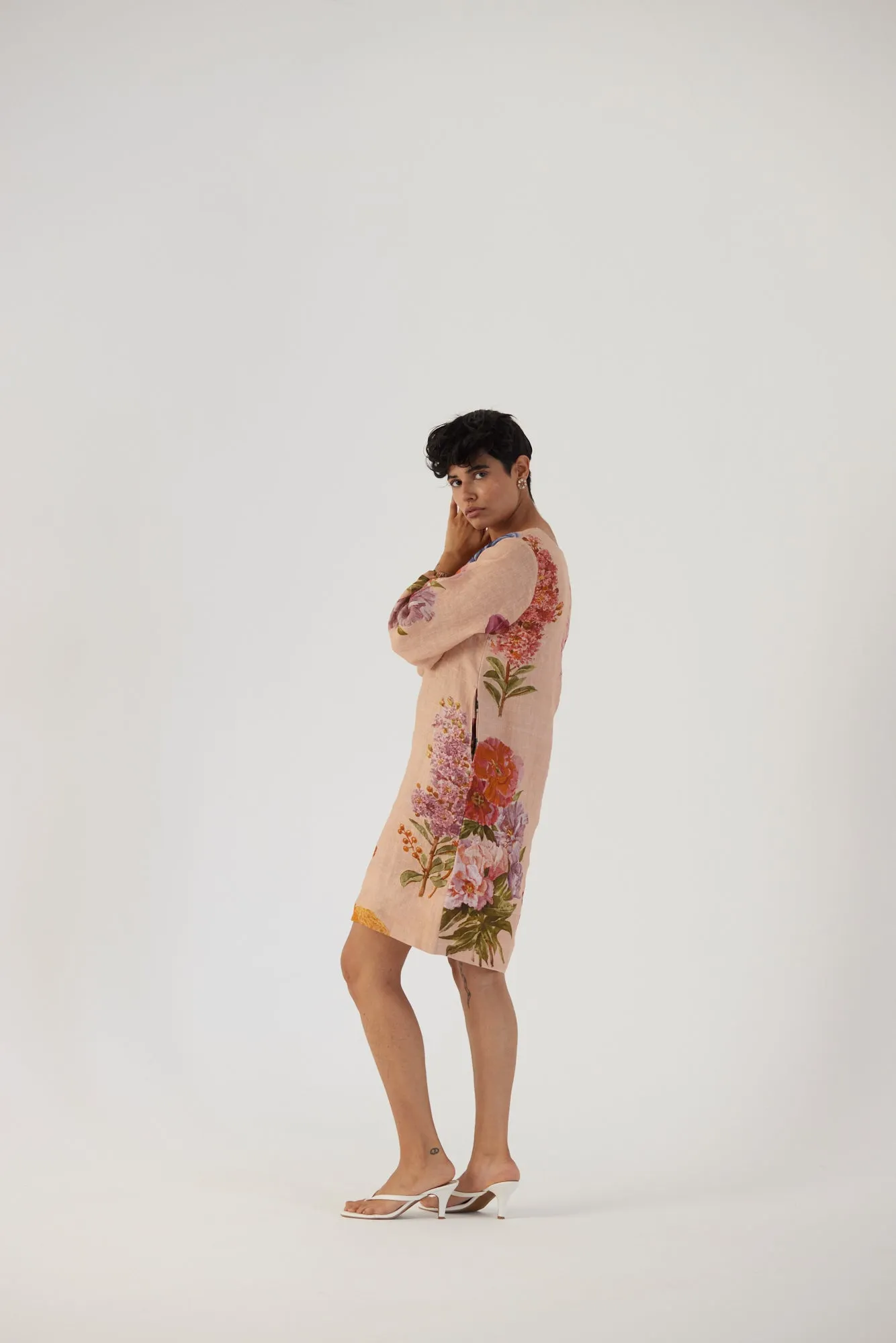 New Season Fall 24/Summer 25-Dress-Linen-Short-Vintage Garden Beige-YAMBB03-Fashion Edit Yam