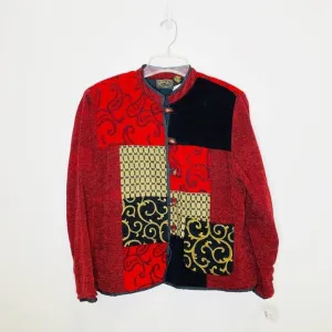 NEW With Tags Julia Kim Vintage Red Black Gold Tapestry Patchwork‎ Jacket Medium