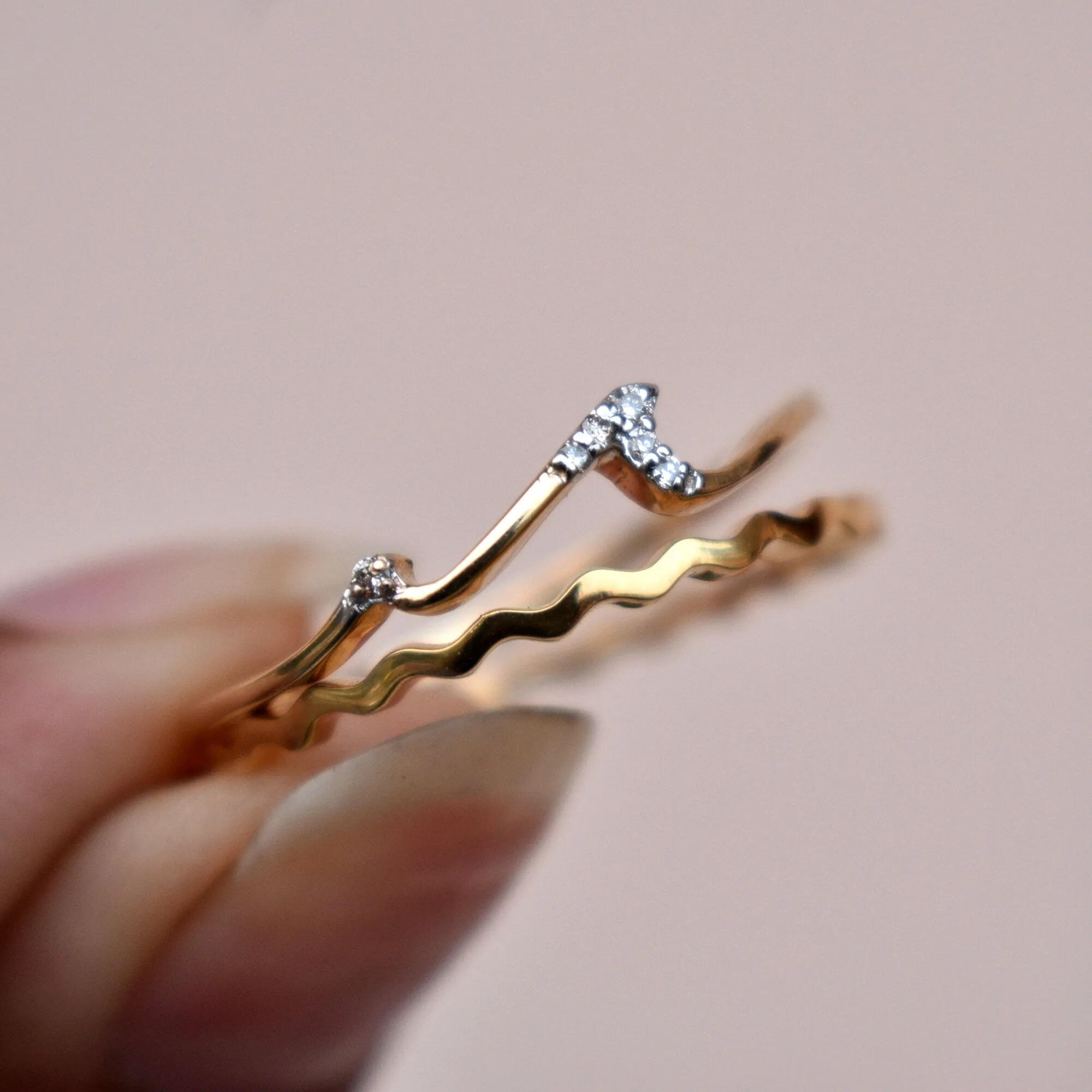 Ocean & Wave Ring Set