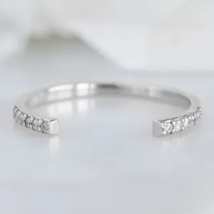 Open Cuff Salt and Pepper Diamond Pavé Stacking Band | 14K or 18K White Gold