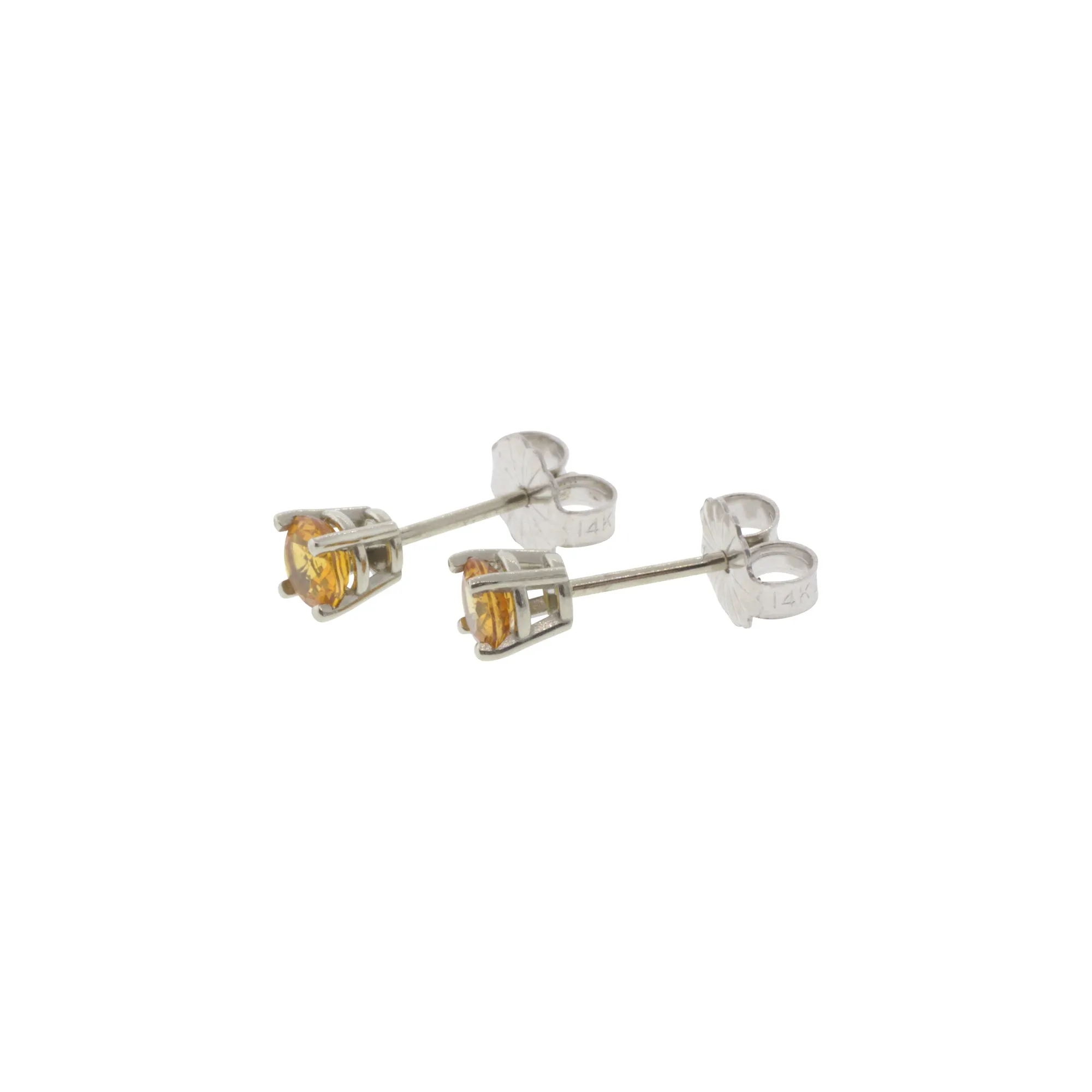 Orange Sapphire & White Gold Stud Earrings