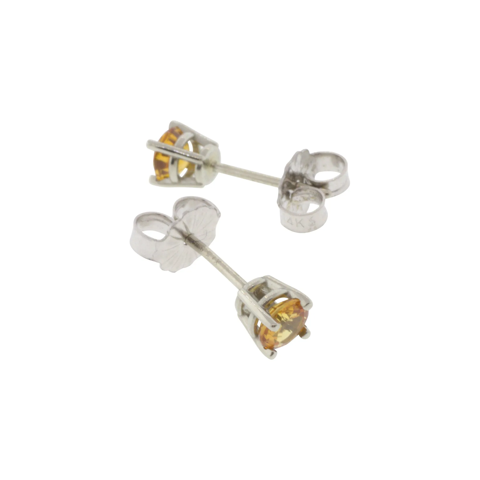 Orange Sapphire & White Gold Stud Earrings