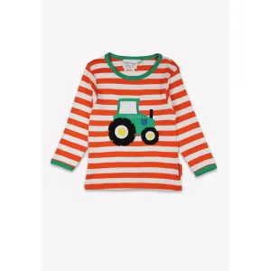 Orange Tractor Applique Long Sleeve Shirt