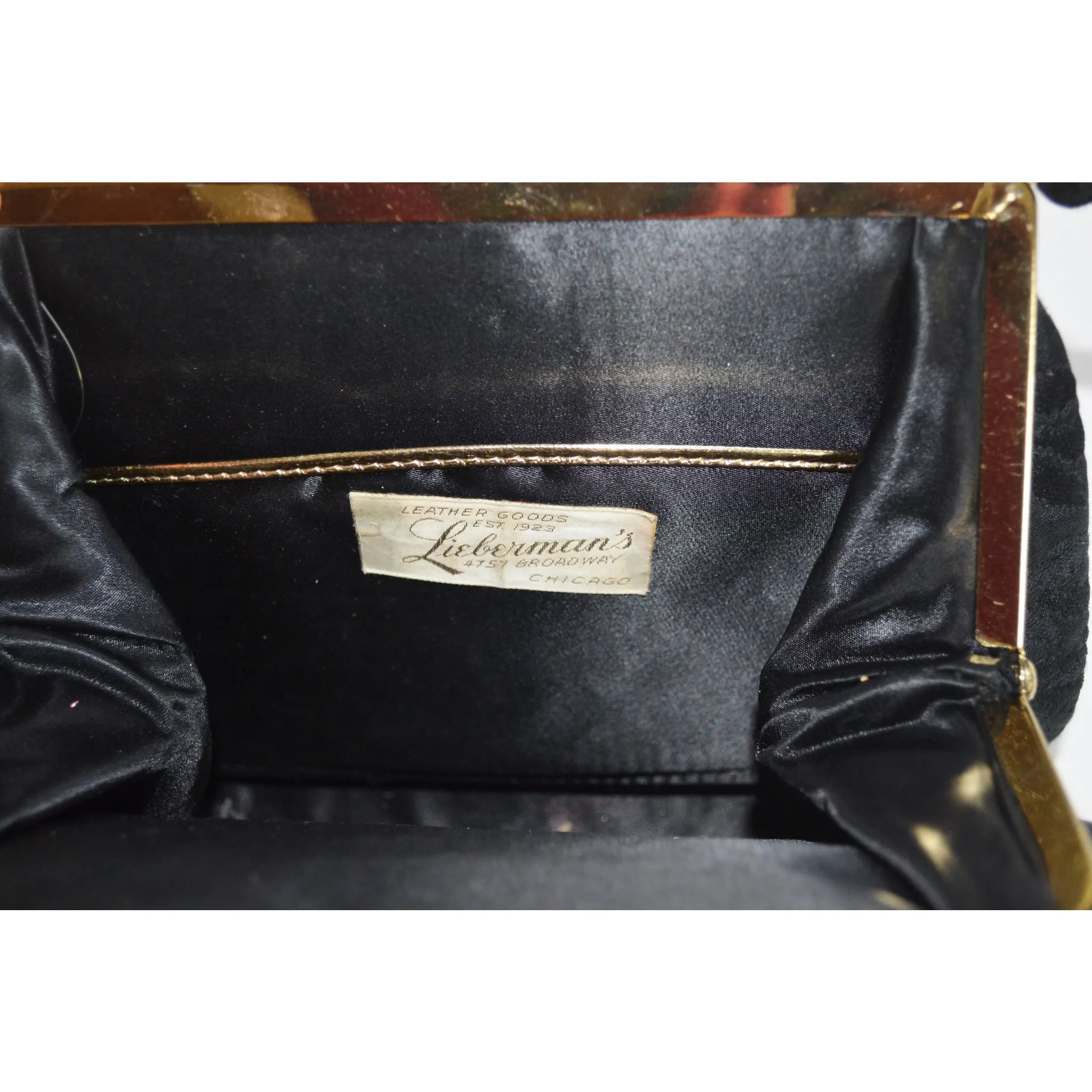 Ornate Framed Black Brocade Purse By Lieberman
