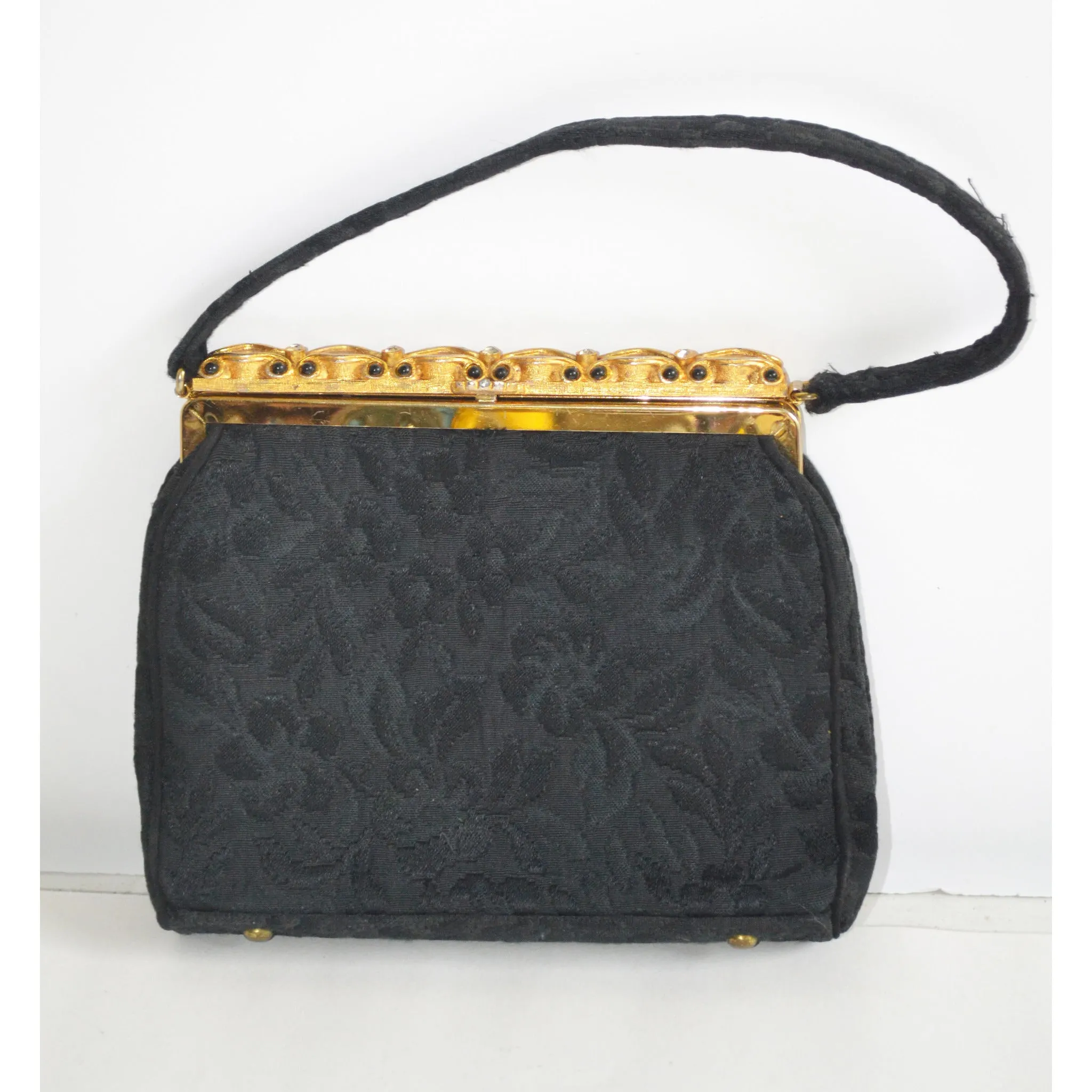 Ornate Framed Black Brocade Purse By Lieberman