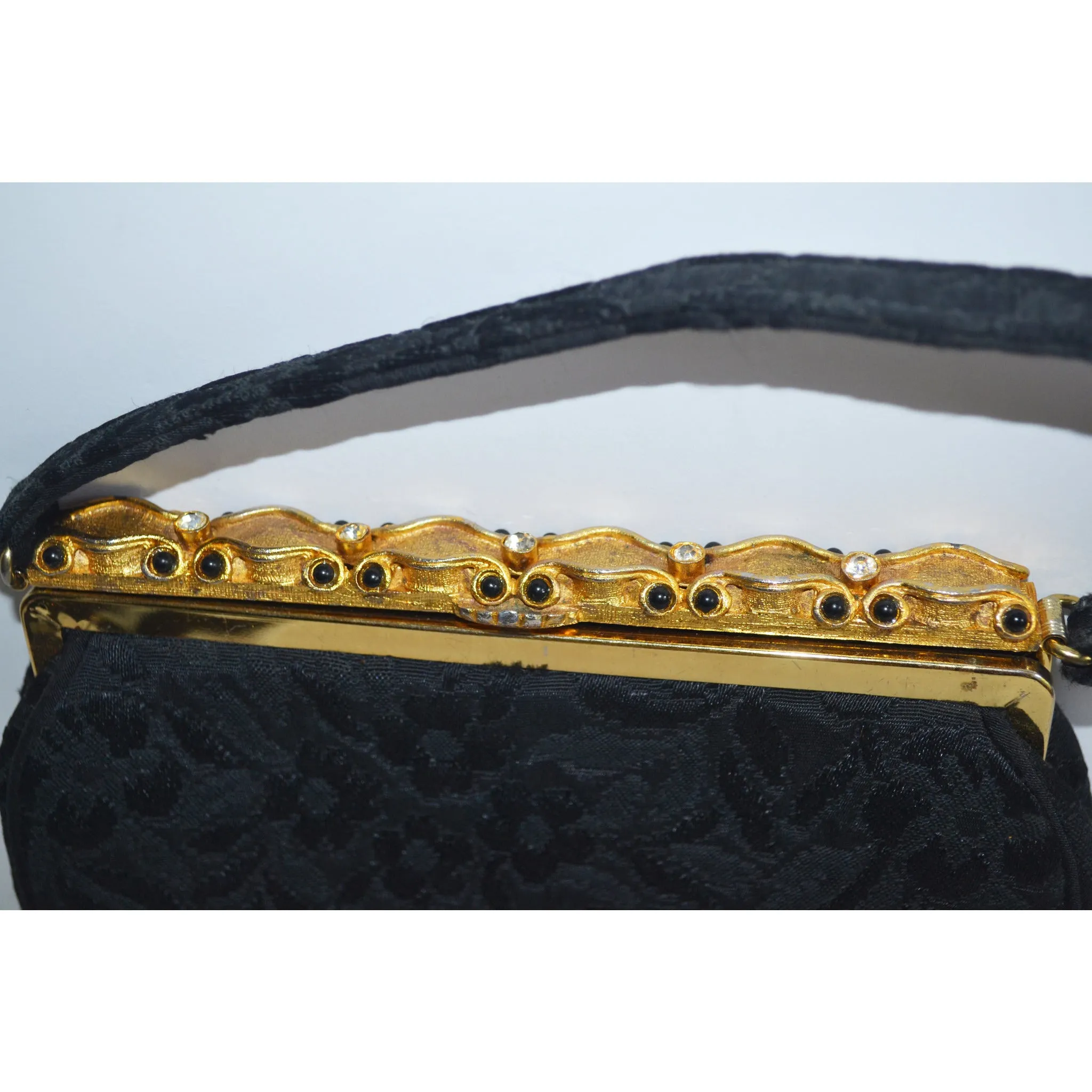 Ornate Framed Black Brocade Purse By Lieberman