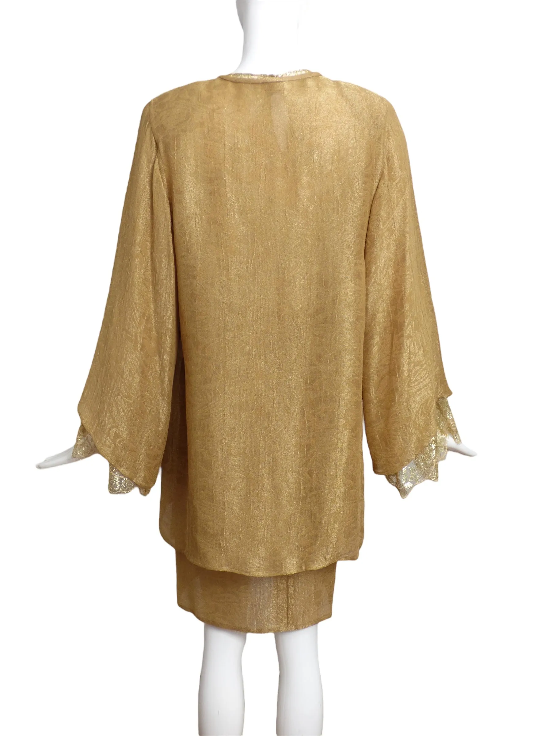 OSCAR DE LA RENTA- 1991 3pc Gold Lace & Brocade Ensemble, Size 6