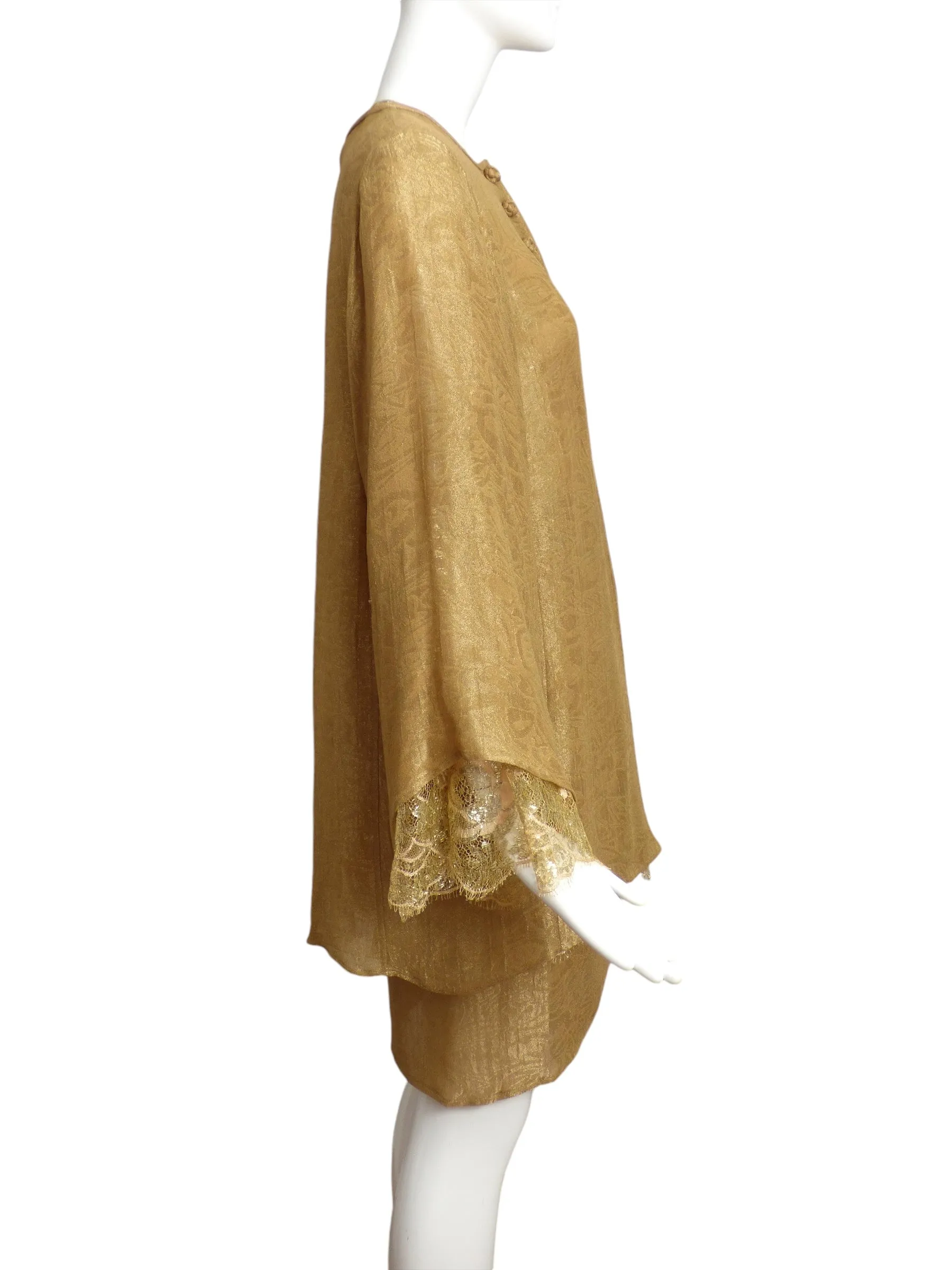 OSCAR DE LA RENTA- 1991 3pc Gold Lace & Brocade Ensemble, Size 6