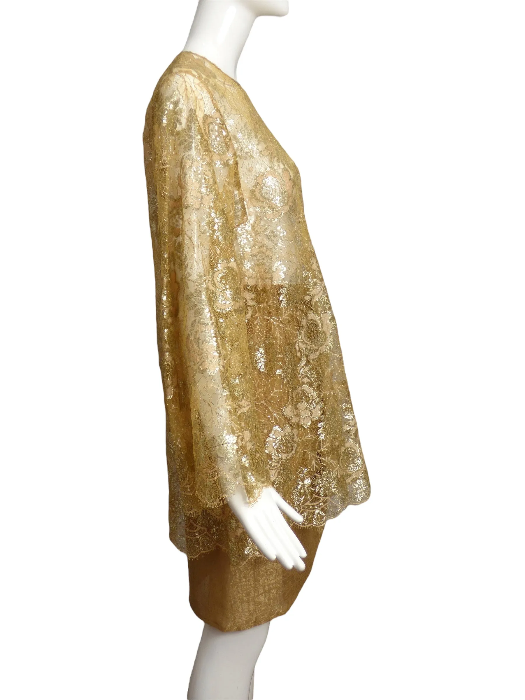 OSCAR DE LA RENTA- 1991 3pc Gold Lace & Brocade Ensemble, Size 6