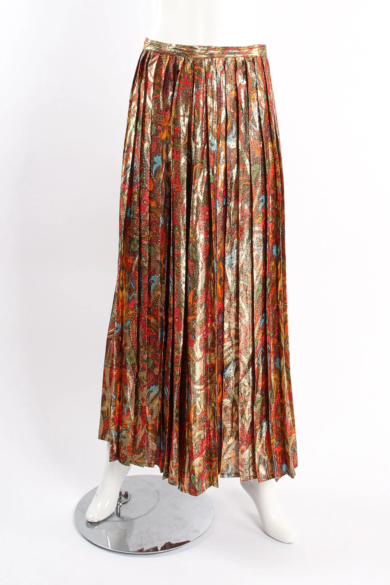 Paisley Lamé Pleated Palazzo Pant