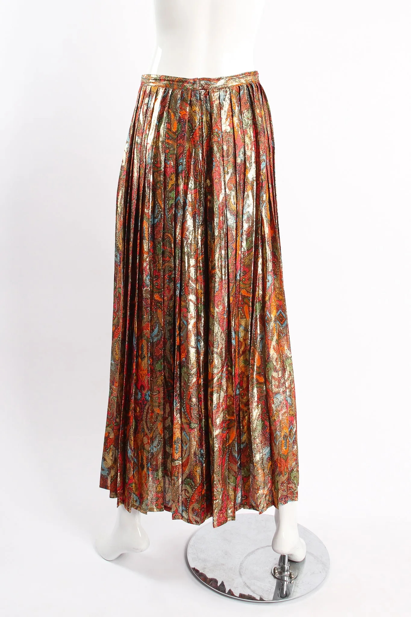 Paisley Lamé Pleated Palazzo Pant