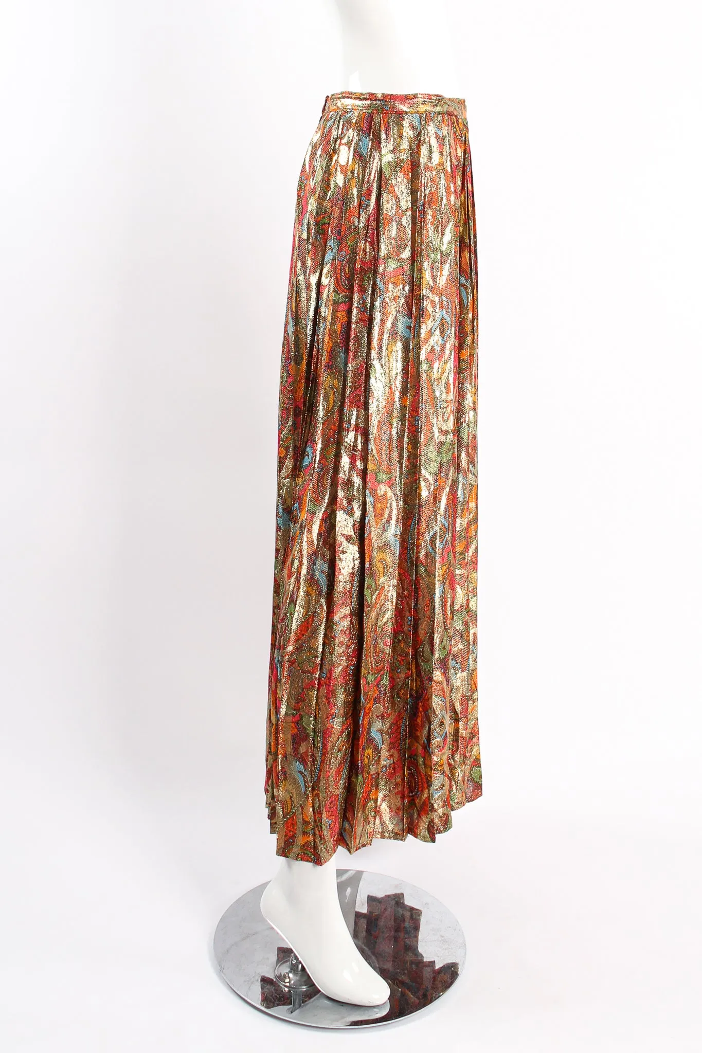 Paisley Lamé Pleated Palazzo Pant