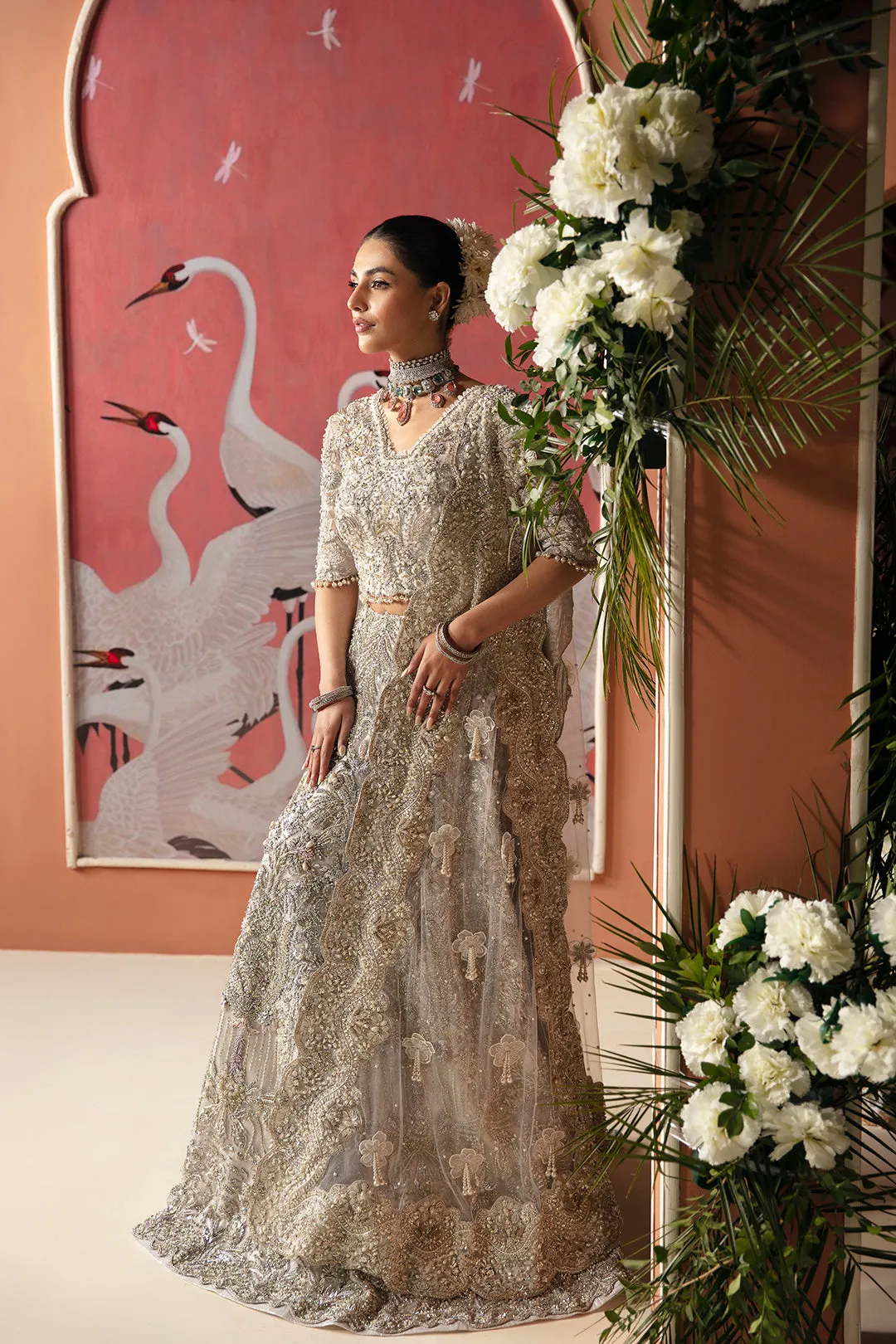 Pakistani Bridal Dress in Choli Lehenga Dupatta Style