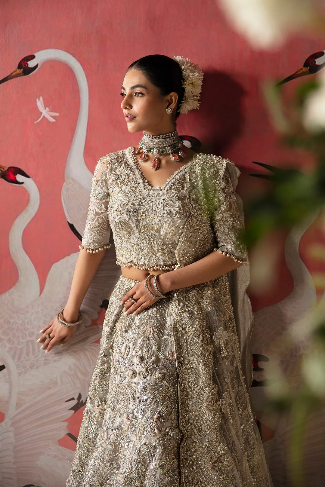 Pakistani Bridal Dress in Choli Lehenga Dupatta Style