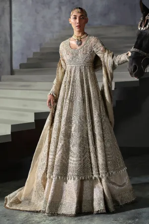 Pakistani Bridal Dress in Gold Frock and Lehenga Style