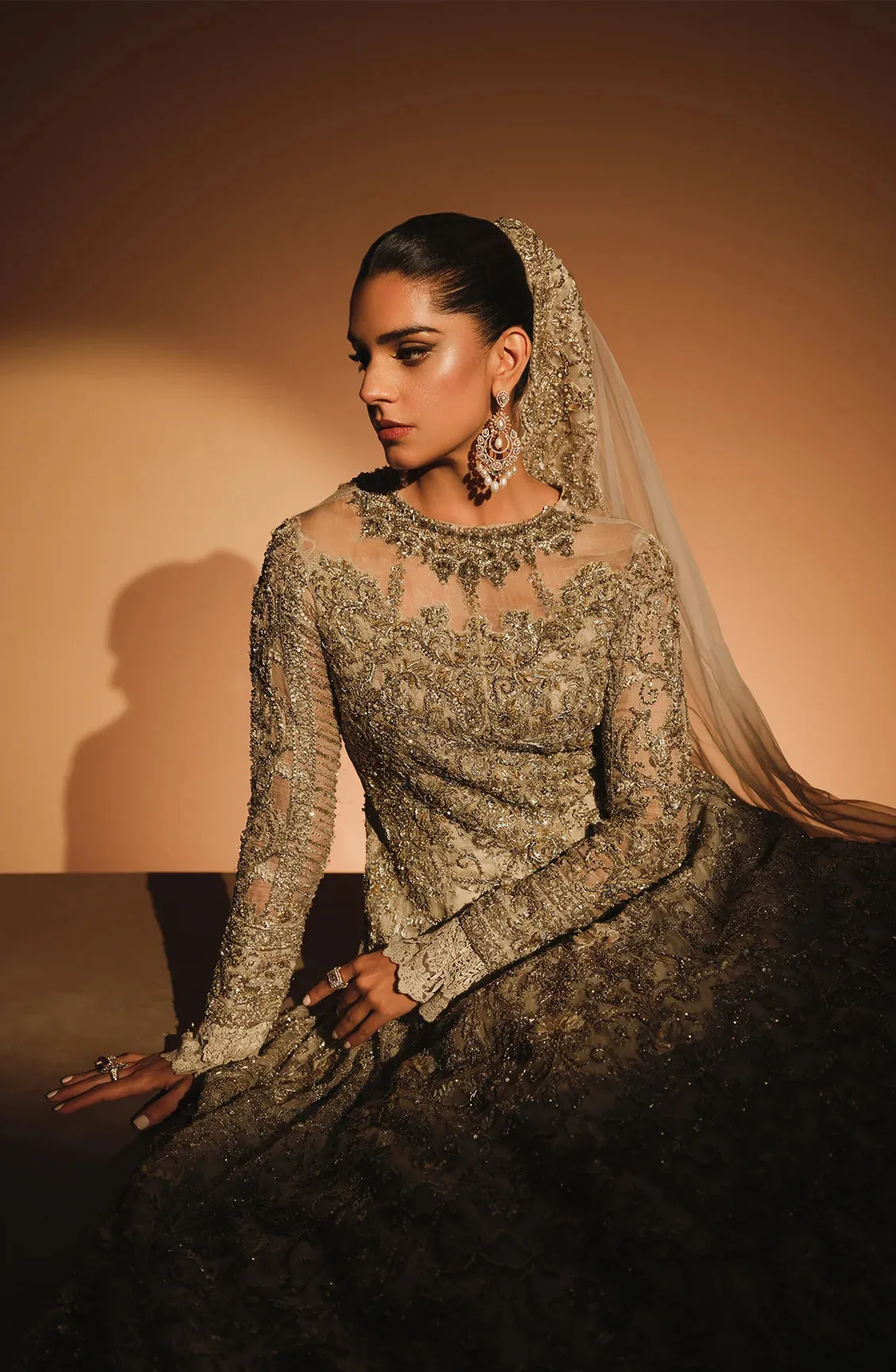 Pakistani Bridal Dress in Heavy Embellished Gown Style