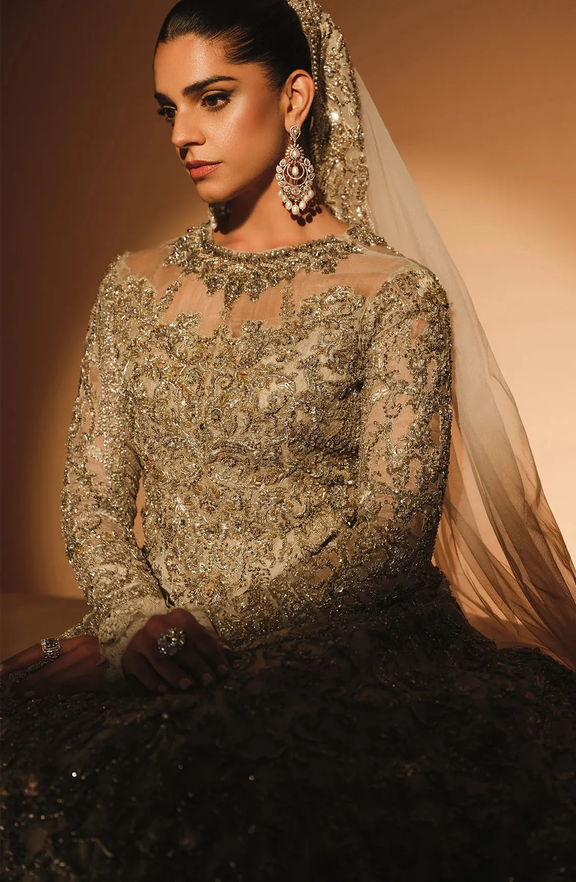 Pakistani Bridal Dress in Heavy Embellished Gown Style
