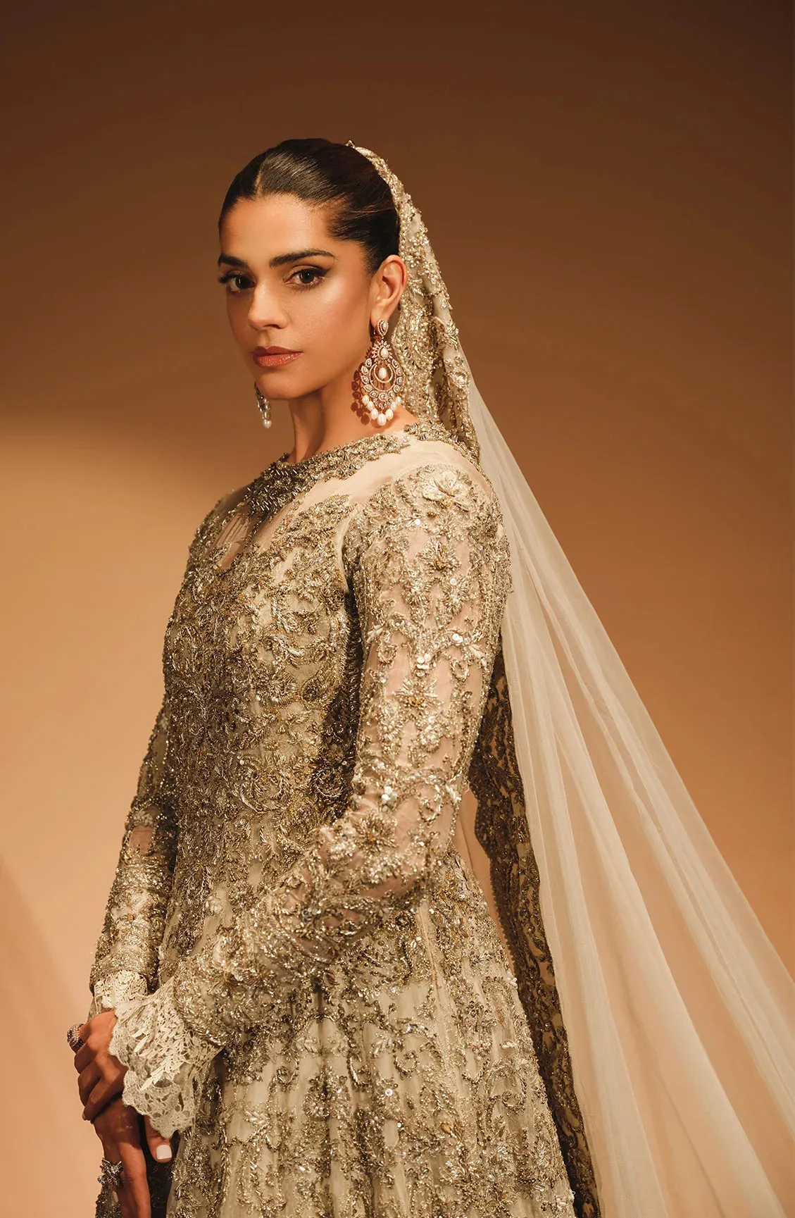 Pakistani Bridal Dress in Heavy Embellished Gown Style
