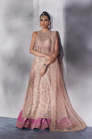 Pakistani Bridal Dress in Net Kameez and Lehenga Style