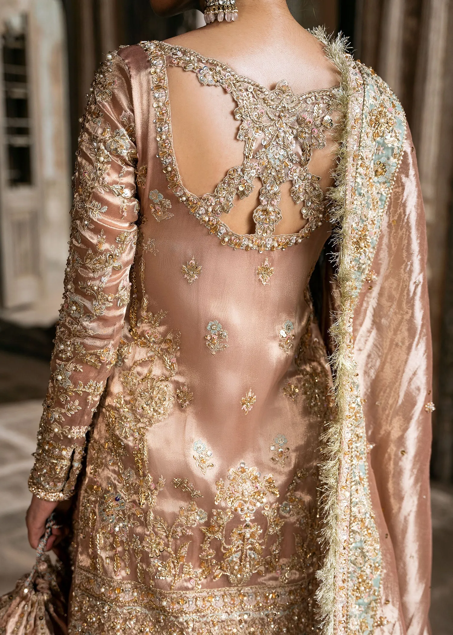 Pakistani Bridal Dress in Pink Shirt and Gharara Style