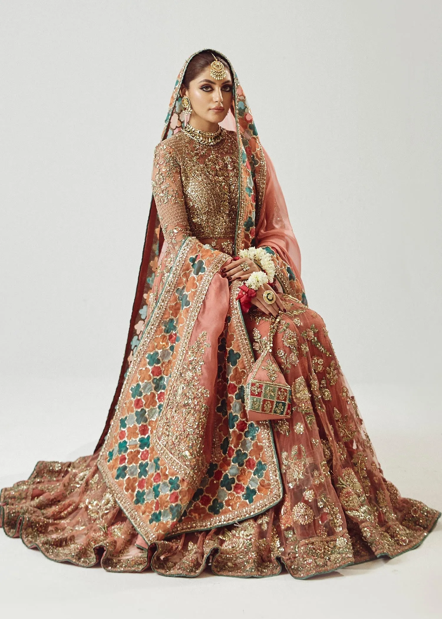 Pakistani Bridal Dress in Pishwas Frock Sharara Style