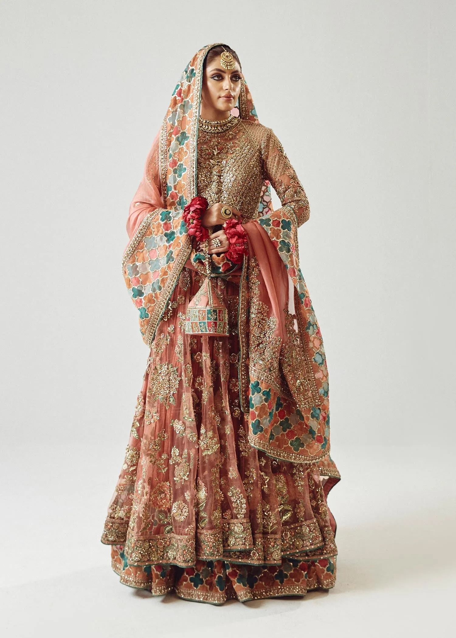 Pakistani Bridal Dress in Pishwas Frock Sharara Style