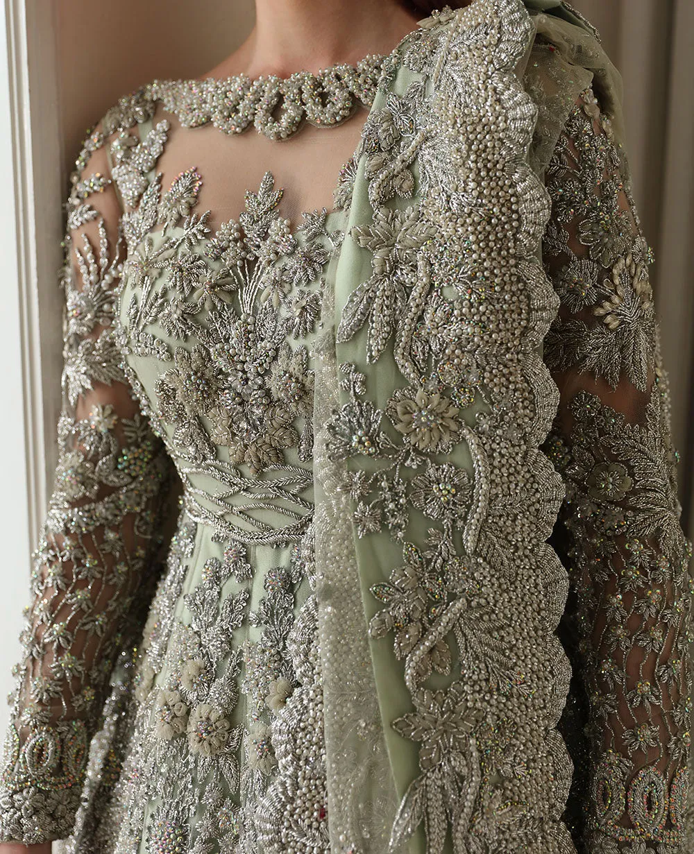 Pakistani Bridal Dress in Royal Gown and Dupatta Style