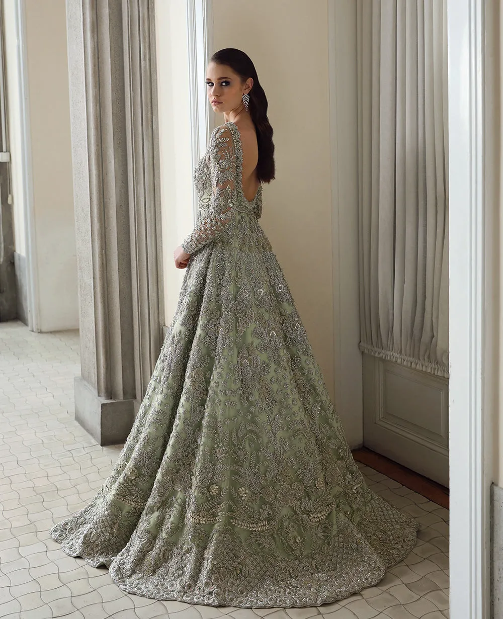 Pakistani Bridal Dress in Royal Gown and Dupatta Style