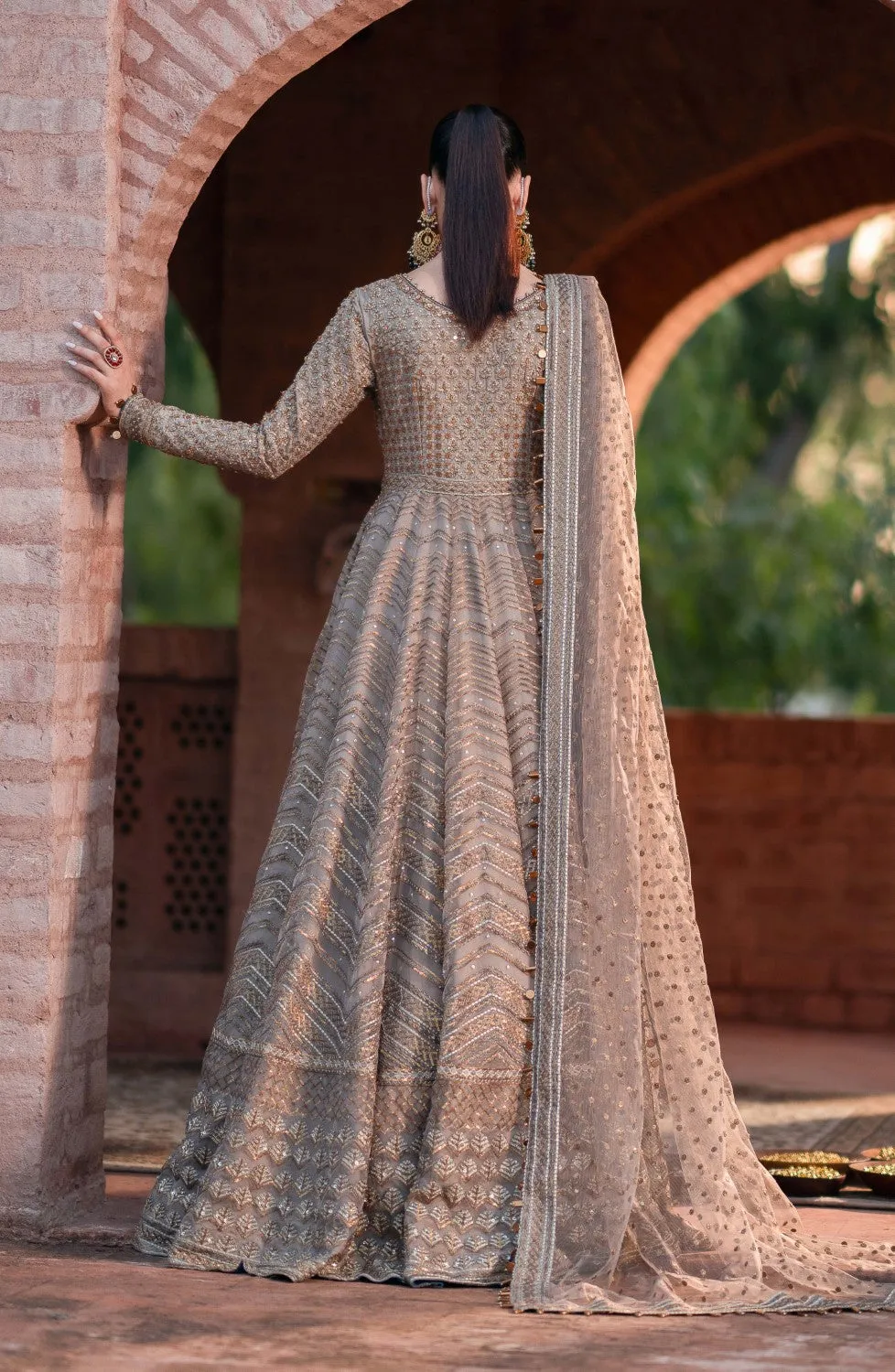 Pakistani Bridal Dress in Traditional Pishwas Style