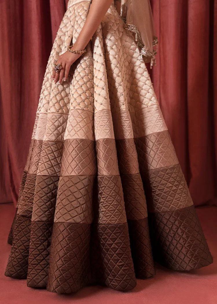 Pakistani Bridal Lehenga Choli Dress in Ivory Color
