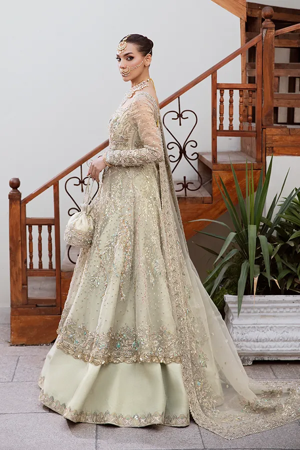 Pakistani Bridal Outfit in Frock Lehenga Dupatta Style