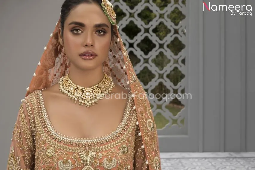 Pakistani Bridal Pishwas with Farshi Gharara #BS580